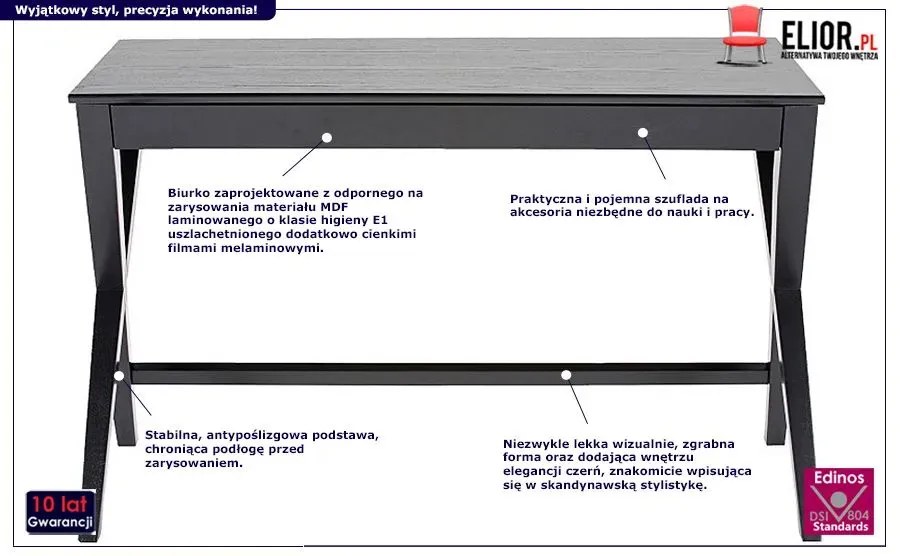 Czarne biurko 120x60 E0-N92