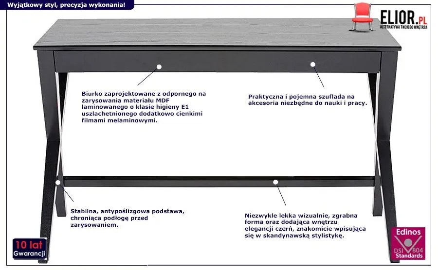 Czarne biurko 120x60 - Vilnus