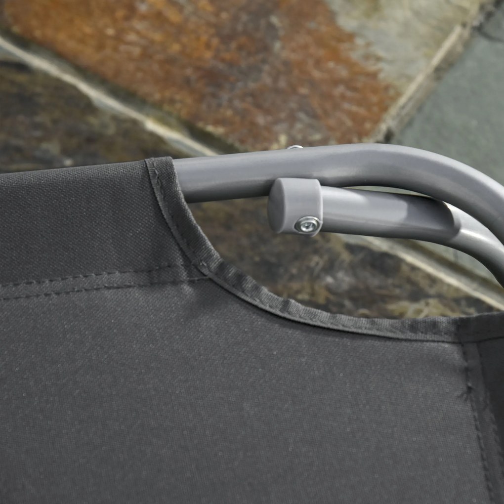 Outsunny Leżak Plażowy Szary z Regulowanym Oparciem Składany Idealny na Balkon i Taras do 120 kg | Aosom PL