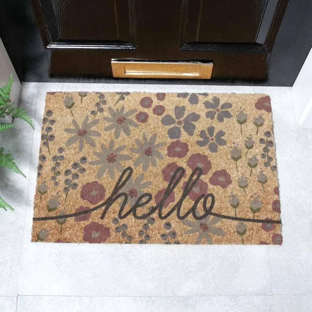 Wycieraczka z włókna kokosowego 40x60 cm Hello Scribbly Floral – Artsy Doormats