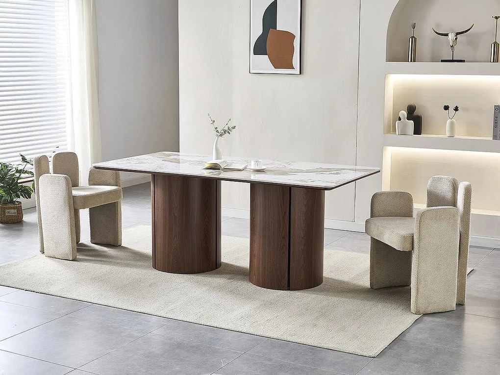 Prostokątny Stół Jadalniany z Ceramiką "Milano" - 6 Miejsc - Brązowy