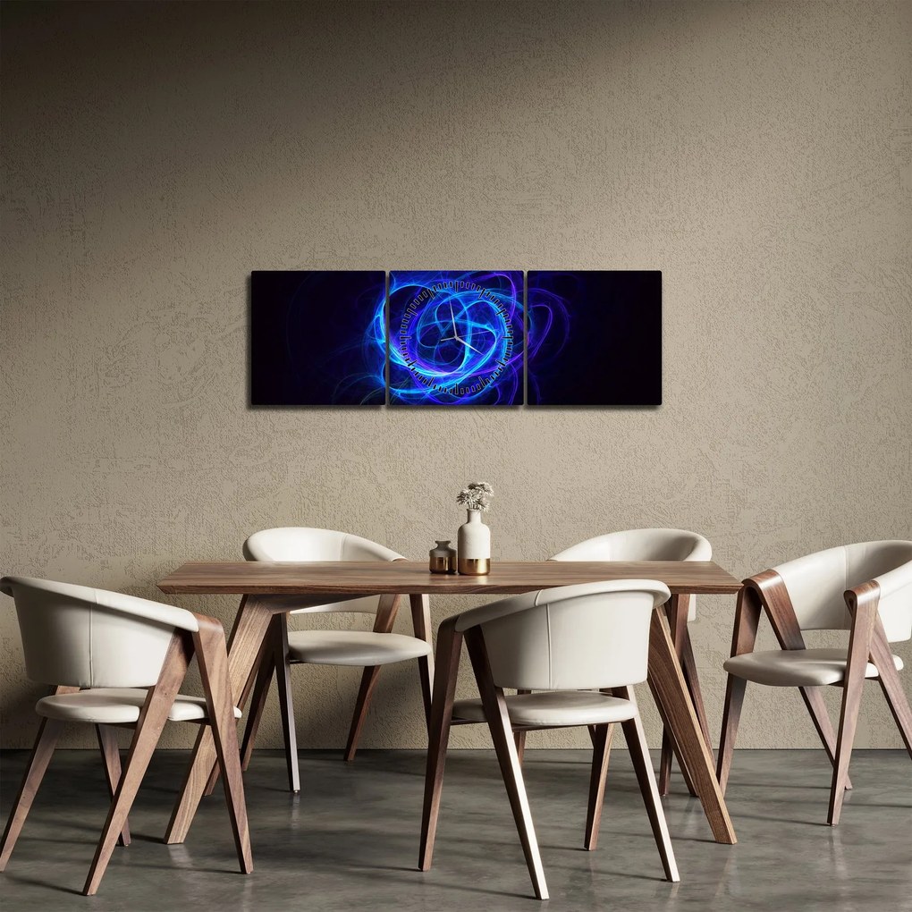 Obraz niebieskiej abstrakcyjnej piłki (z zegarem) (90x30 cm)