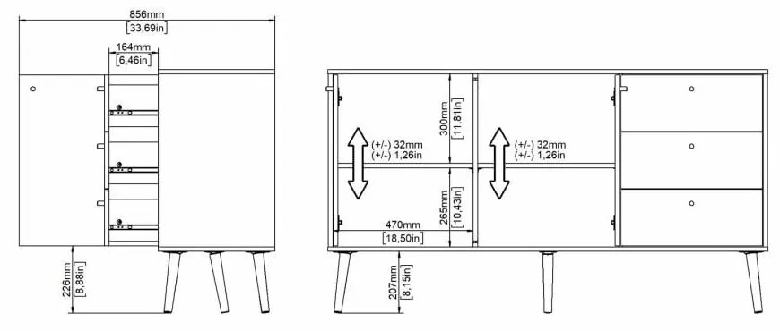 Biała niska komoda 149x82 cm Bodo – Tvilum