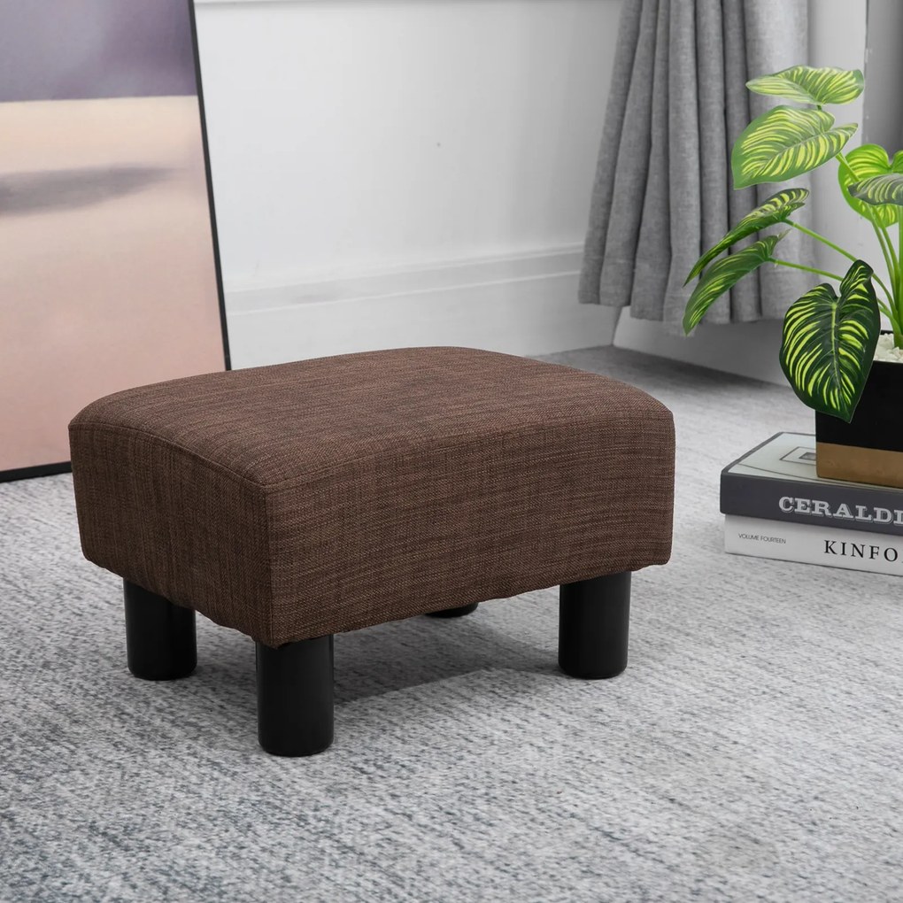 HOMCOM Pufa Elegancka Materiałowa jako Podnóżek w Kolorze Brązowym 40x30x24cm | Aosom PL