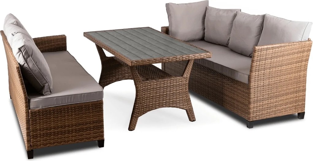 Modułowy narożnik ogrodowy ze stołem Sztokholm, brązowy/szary