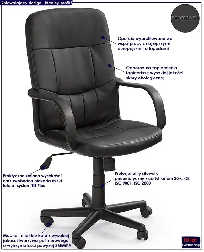 Czarny biurowy fotel obrotowy - Kramer