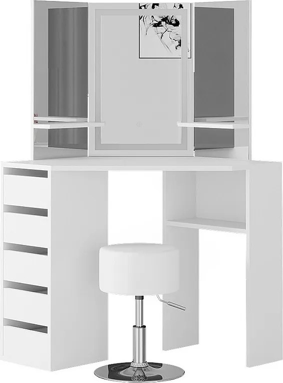 Narożna toaletka biały 110x54x141.5 arielle
