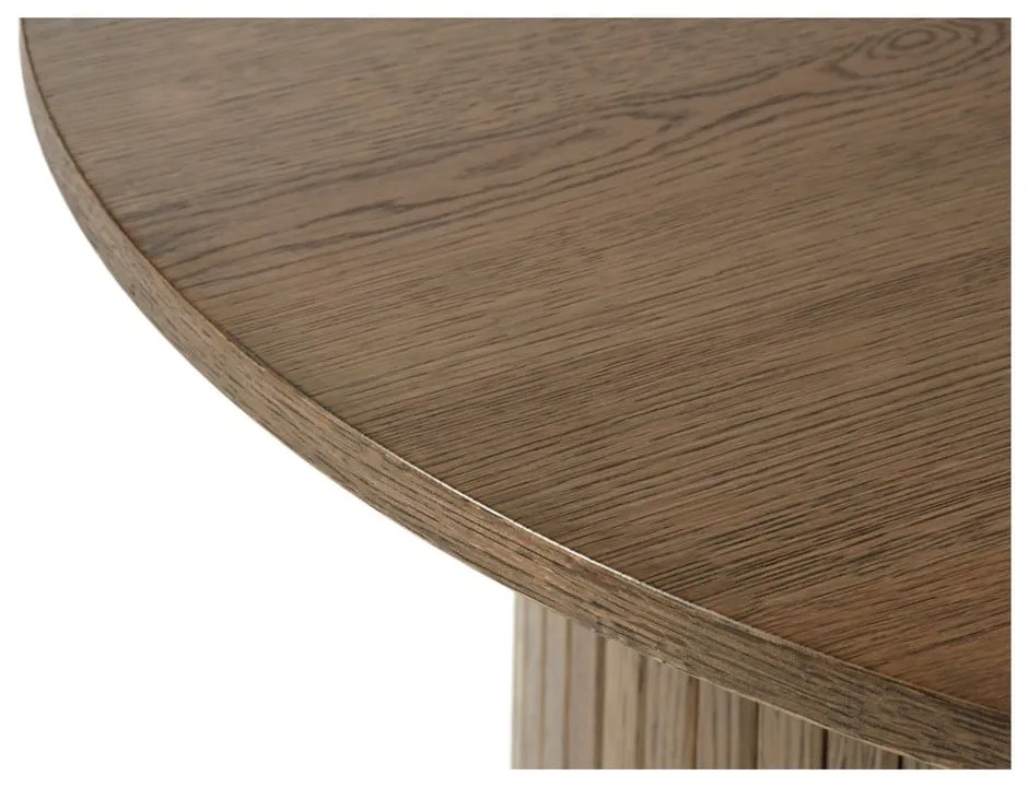 Brązowy okrągły stolik w dekorze dębu ø 90 cm Nola – Unique Furniture