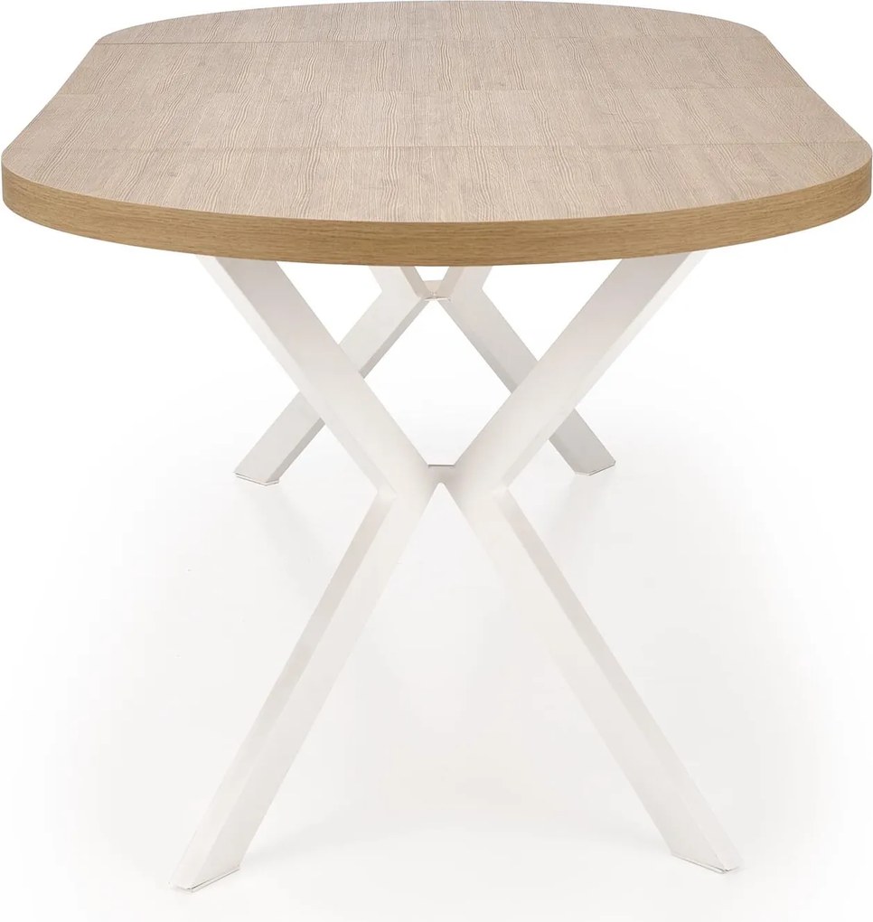 Okrągły rozkładany stół do jadalni Peroni dąb złoty / biały