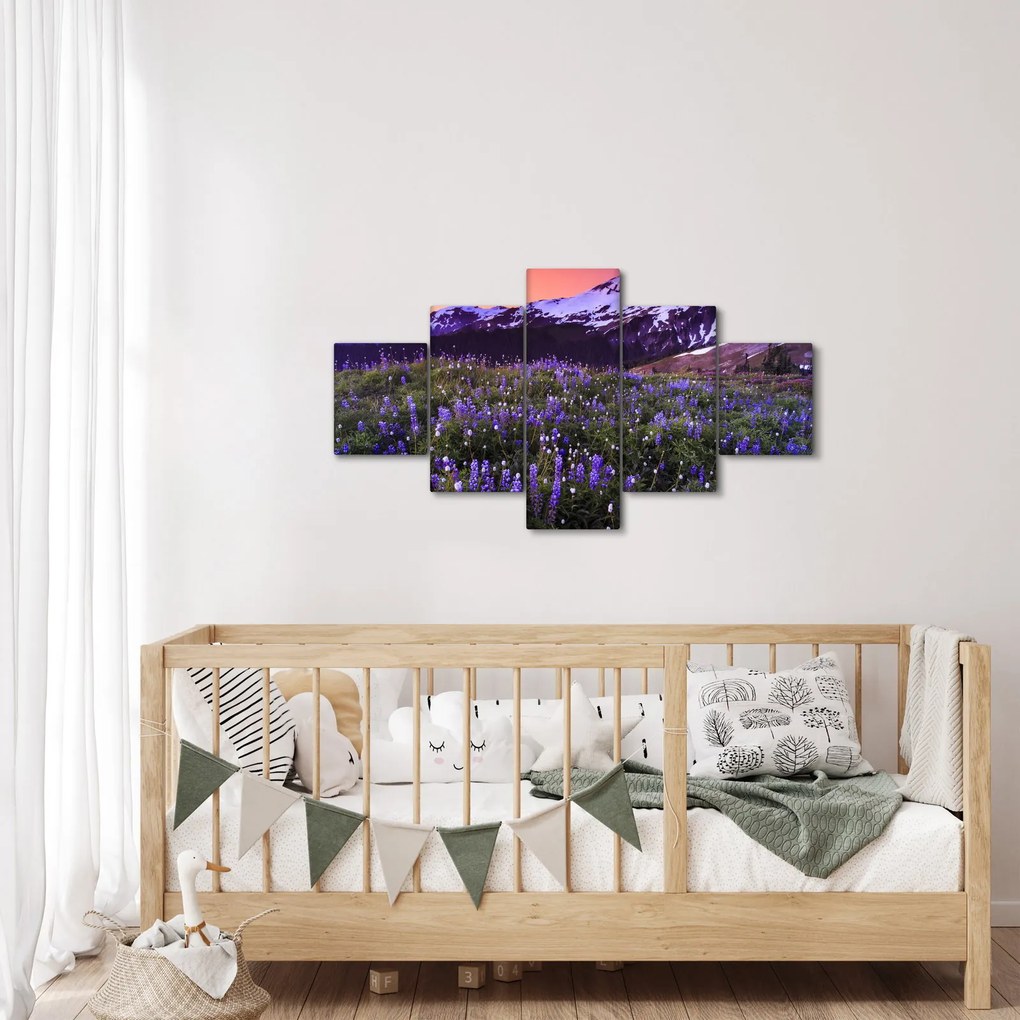 Obraz - Wulkan i kwiaty (125x70 cm)