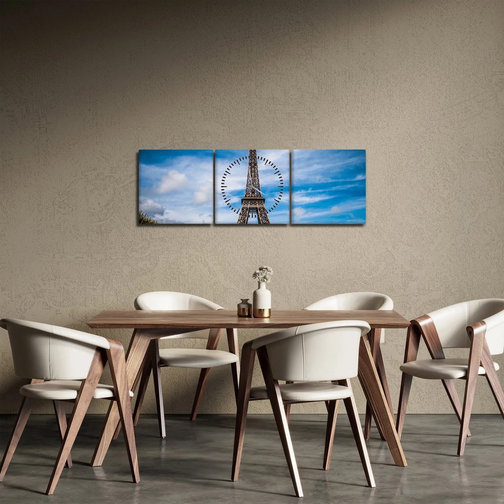 Obraz - Wieża Eiffla (z zegarem) (90x30 cm)