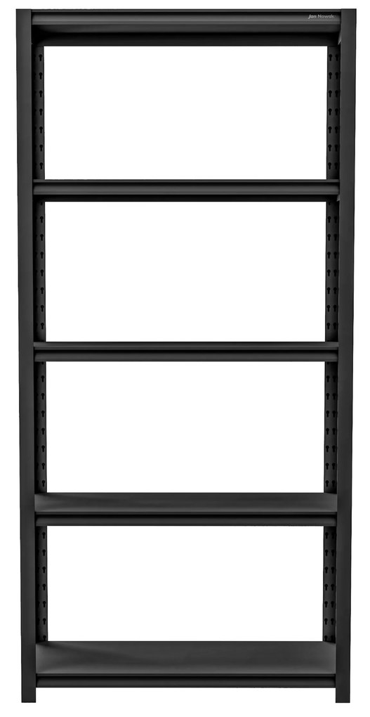 Regał metalowy do garażu SAM, 900 x 1830 x 450 mm, All Black: czarny