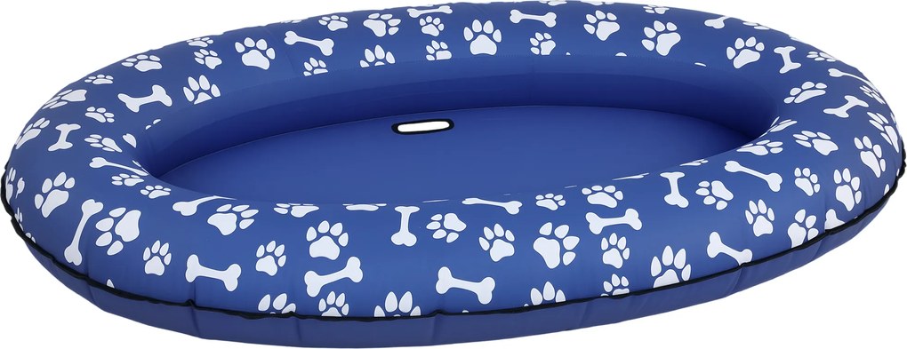 PawHut Nadmuchiwany ponton dla psów, składana pływająca mata dla psa z uchwytem, dla psów do 40 kg 155 x 104 x 25 cm niebieski | Aosom PL