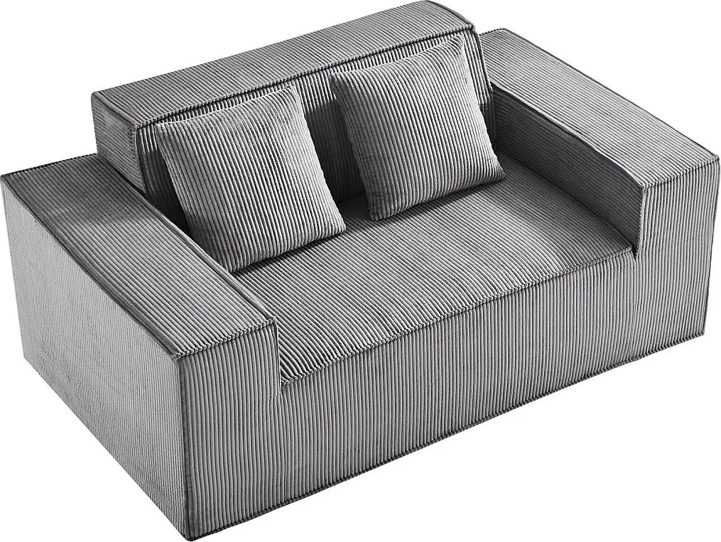 Kanapa 2-Osobowa SucceBuy 160cm, Nowoczesna Kanapa z Kordem z Kieszonkowymi Sprężynami, Wygodne Poduszki do Salonu, Biura lub Mieszkania, Szara