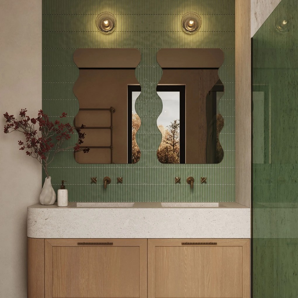 Lustro dekoracyjne oszlifowane bez podświetlenia WAVE Duo | Różne rozmiary | Różne kolory : Kolor tafli szkła - Brąz, Rozmiar - 60 x 120 cm