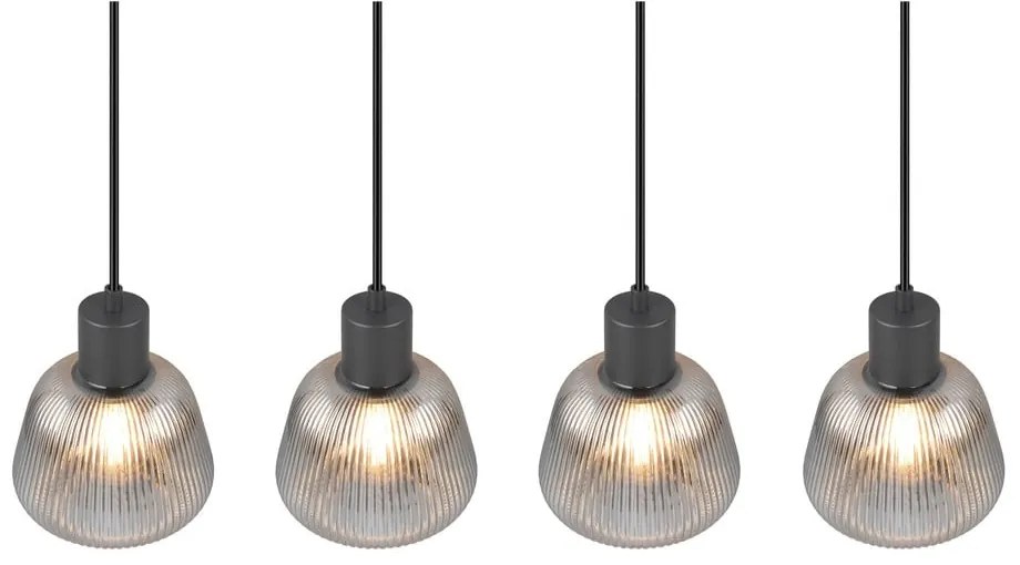 Czarna lampa wisząca ze szklanym kloszem ø 15 cm Tarifa – Trio