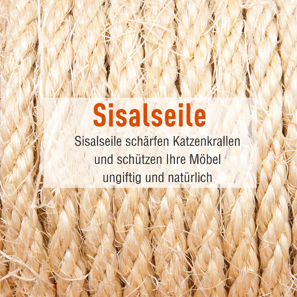 PawHut Drapak dla kota 170cm z domkiem i platformami do wypoczynku Sizalowy słupek Szary | Aosom PL