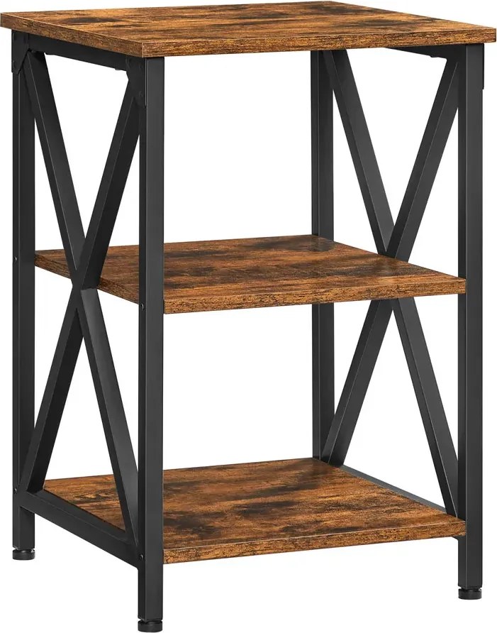 Stolik nocny w stylu loft rustykalny brąz - Raksa