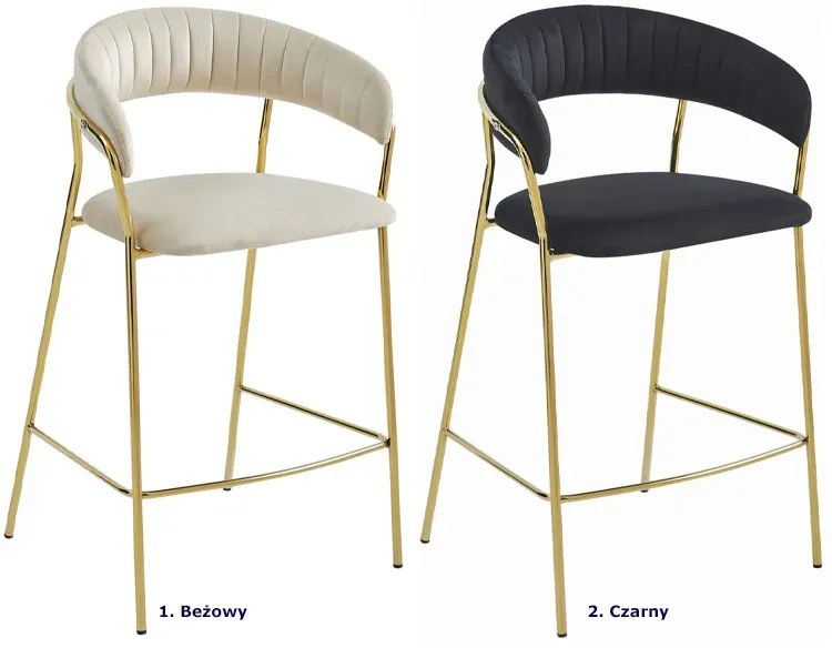 Czarny welurowy hoker glamour z oparciem K6-A86