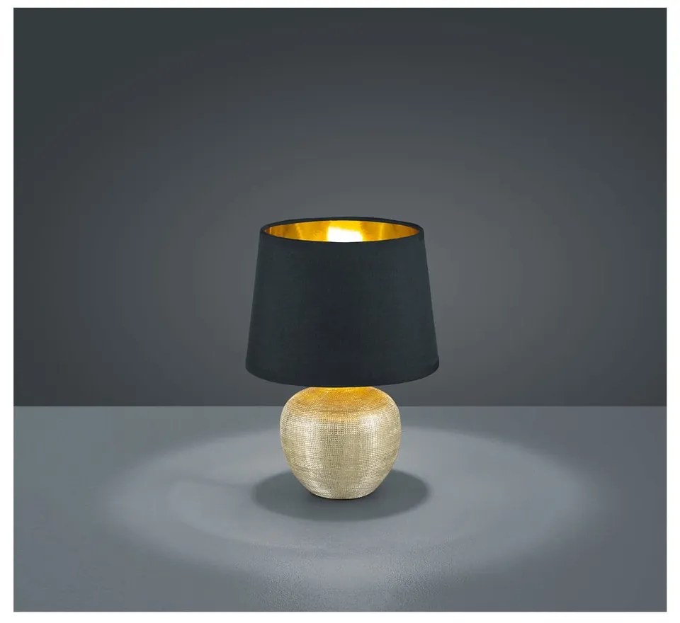 Czarna lampa stołowa z ceramiki i tkaniny Trio Luxor, wys. 26 cm