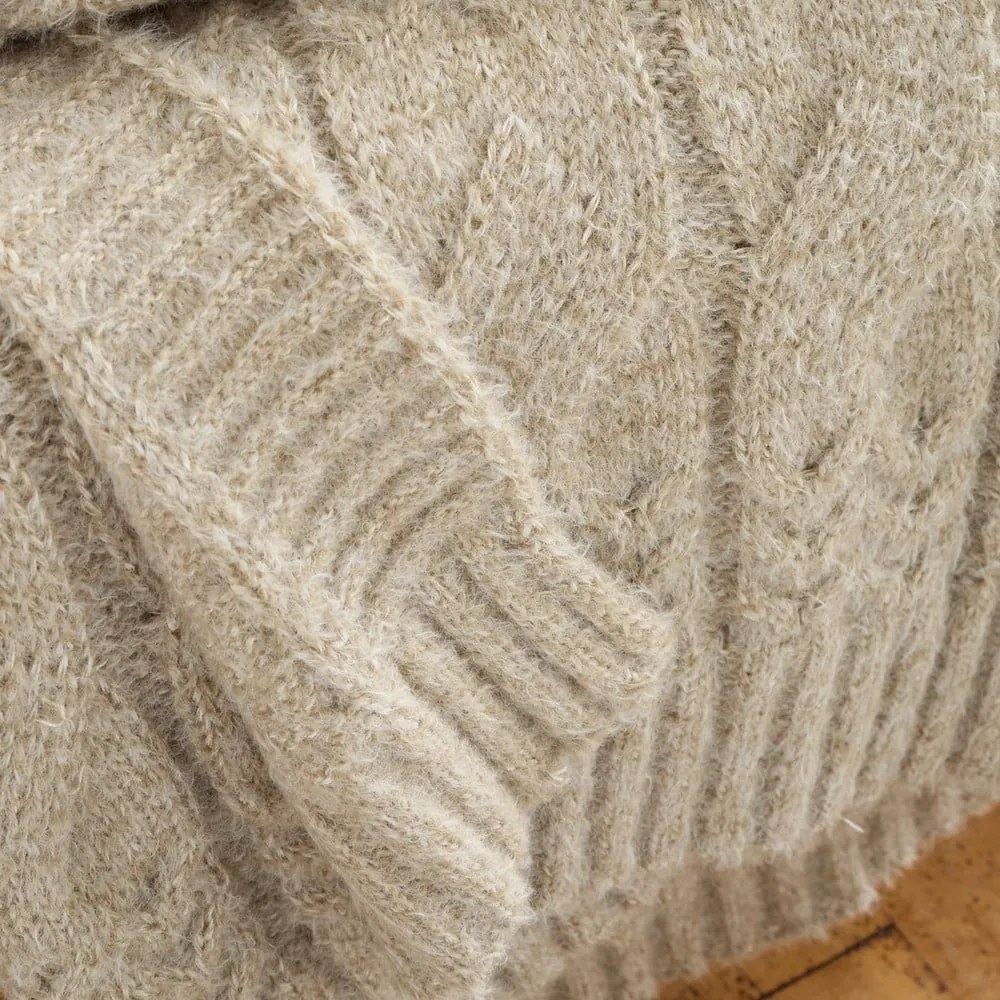 Beżowy koc dzianinowy 150x200 cm Cable Knit – Bianca