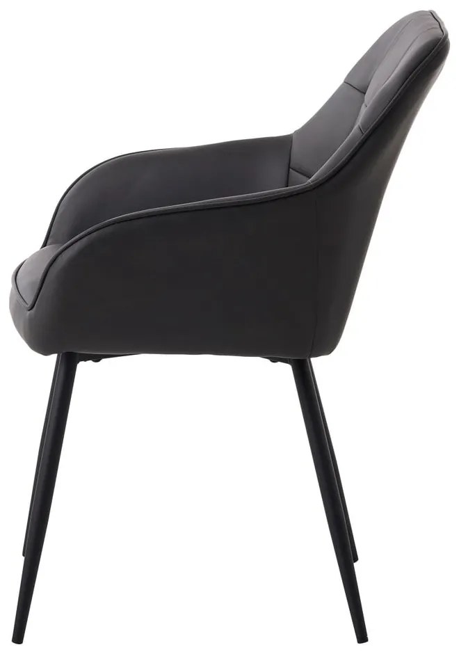 Ciemnoszare krzesła z imitacji skóry z podłokietnikami zestaw 2 szt. Nolan Square – Unique Furniture