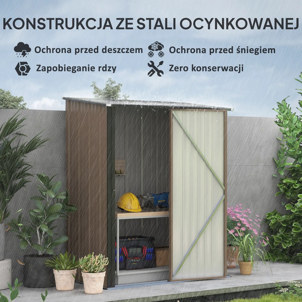 Outsunny Metalowa szopa ogrodowa na narzędzia z dachem jednospadowym 134 m² stalowa konstrukcja | Aosom PL