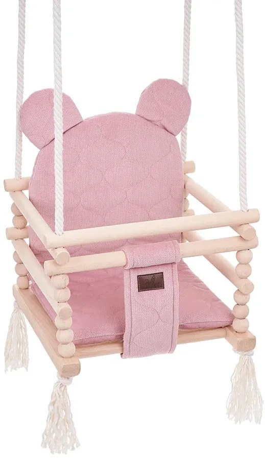 Huśtawka domowa do pokoju dziecka 3w1 z poduszką brudny róż H6-G09
