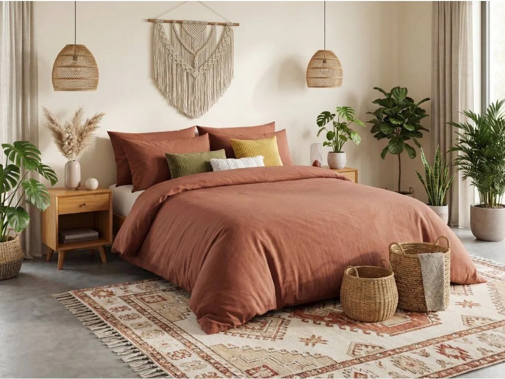 PrzytulneMieszkanie.pl PrzytulneMieszkanie.pl Bawełniana pościel CALMORA brązowa Rozmiar pościeli: 2 szt 70 x 90 cm | 200 x 200 cm