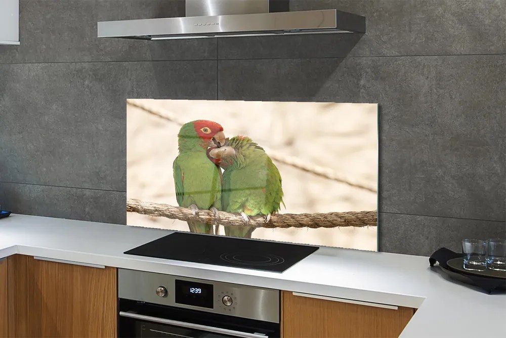 Panel szklany do Kuchni Stado Zielonych Papug