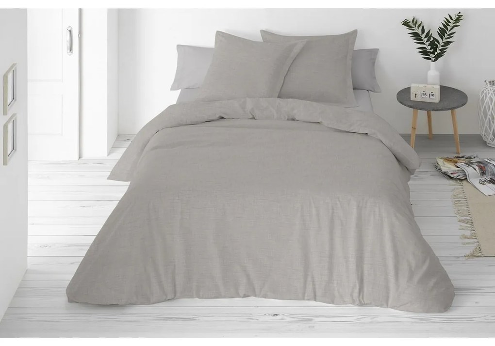 Pościel z mieszanki bawełny i lnu szary, 160 x 200 cm, 2 szt. 70 x 80 cm