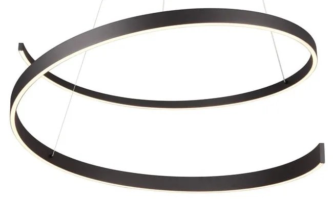 Czarna lampa wisząca LED ze sterowaniem głosowym/mobilną aplikacją i metalowym kloszem ø 75 cm Cinardi – CINQUE
