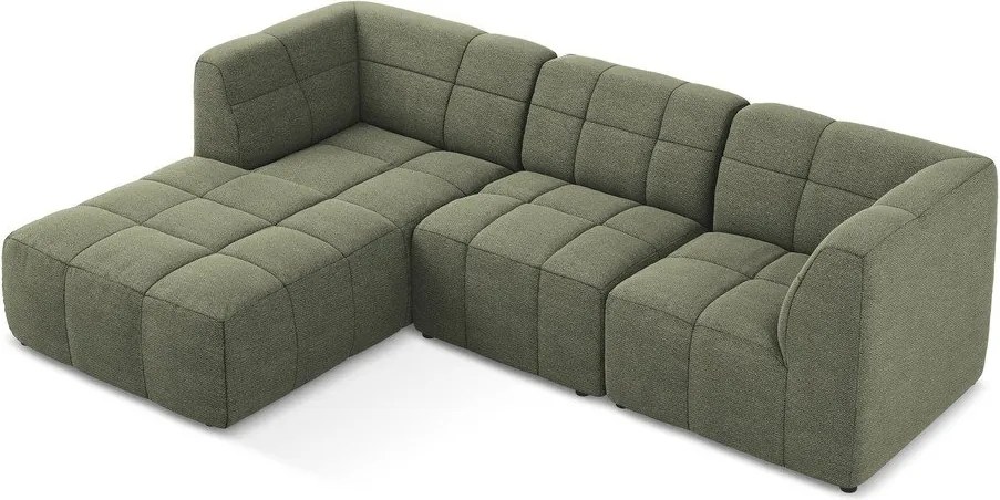 Zielony narożnik z materiału bouclé (lewostronny/z szezlongiem) Aloha – Makamii