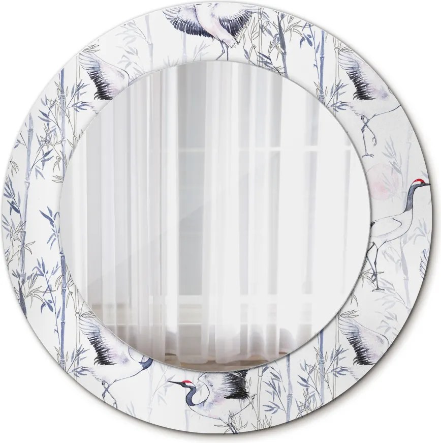 Lustro dekoracyjne okrągłe Żurawie ptaki
