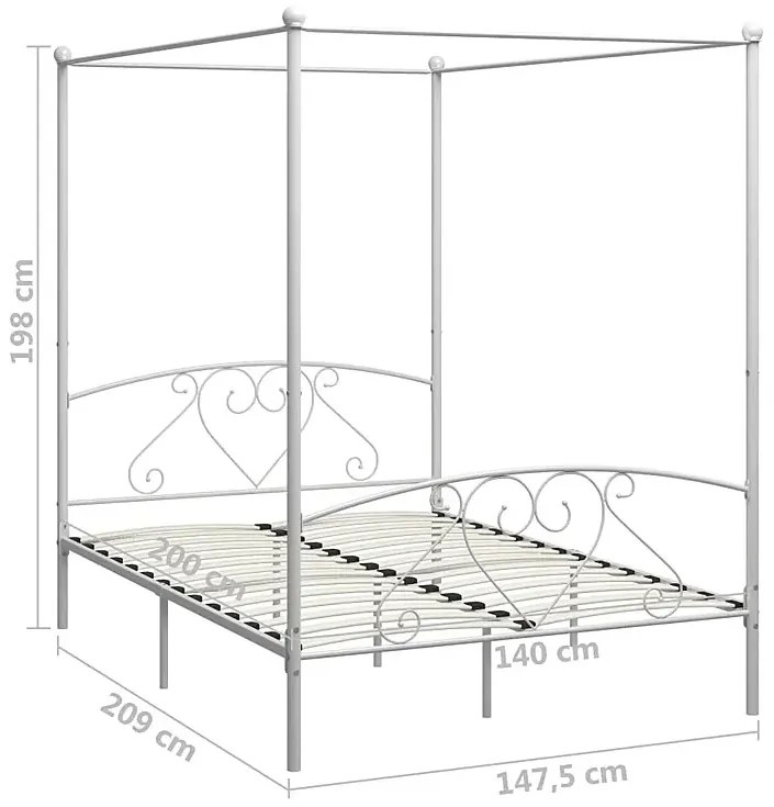 Białe metalowe łóżko w stylu rustykalnym 140x200 cm - Nila