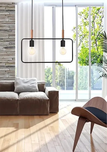 Czarna podwójna lampa wisząca w stylu industrialnym - 4X D223 N9-W90