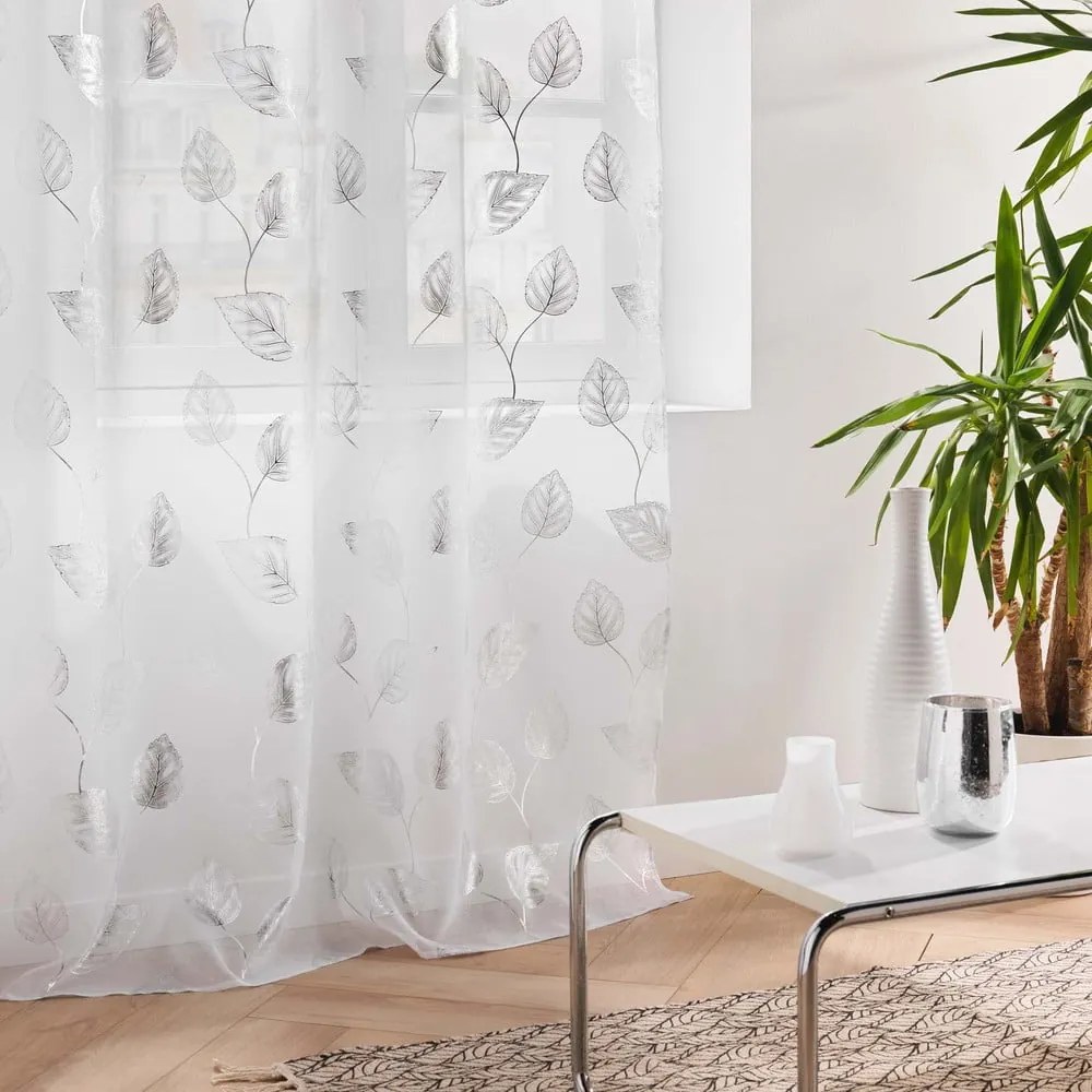Firanka w biało-srebrnym kolorze 140x280 cm Edelia – douceur d'intérieur