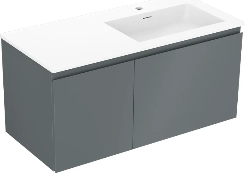Mexen Orio szafka łazienkowa 100 cm z umywalką Otis prawą, 1S, 1D, grafit mat/biała mat - 91A13-10047-3-BBFF66-W18P01