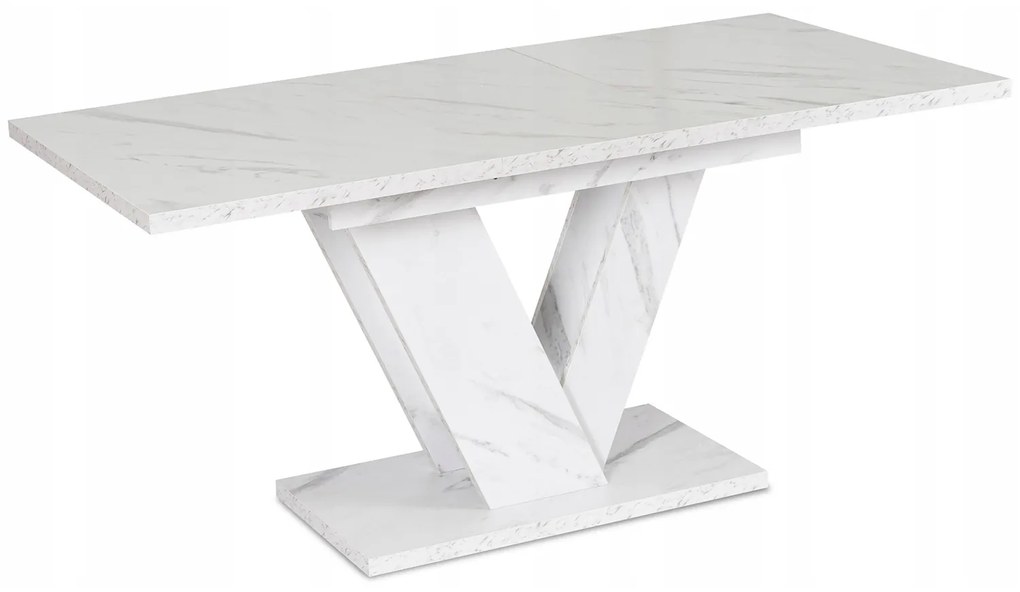 Stół Prostokątny Rozkładany CLARK 120-160 cm Biały Marmur Glamour