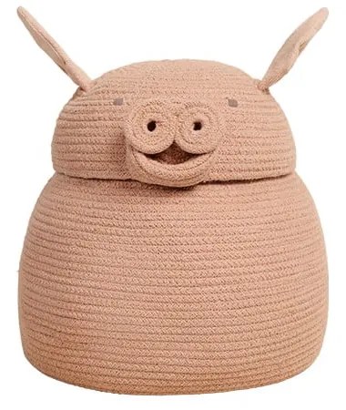Jasnoróżowy tekstylny dziecięcy kosz na zabawki ø 32x30 cm Peggy the Pig – Lorena Canals