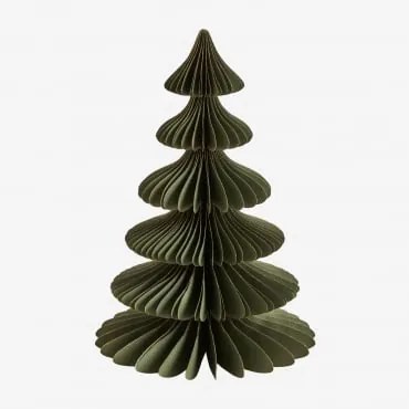 Zestaw 2 Choinek Świątecznych Z Papieru Navira Zielony Pesto Ze Złotym Brzegiem & ↑30 Cm - Sklum