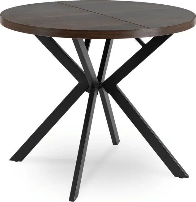 Stół Okrągły Rozkładany LUGO 90-190 cm Orzech/Czarny Loft