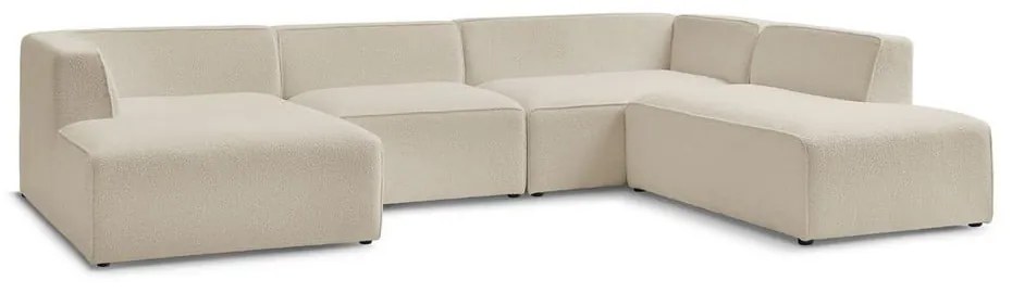 Beżowy narożnik modułowy z materiału bouclé (prawostronny/w kształcie litery U) Megeve – Bobochic Paris