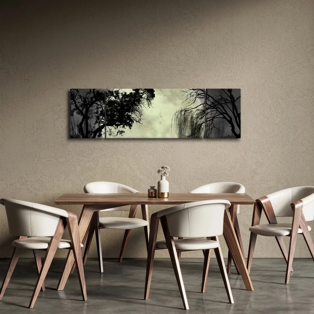 Obraz - Księżyc w pełni nad powierzchnią, wersja czarno - biała (170x50 cm)