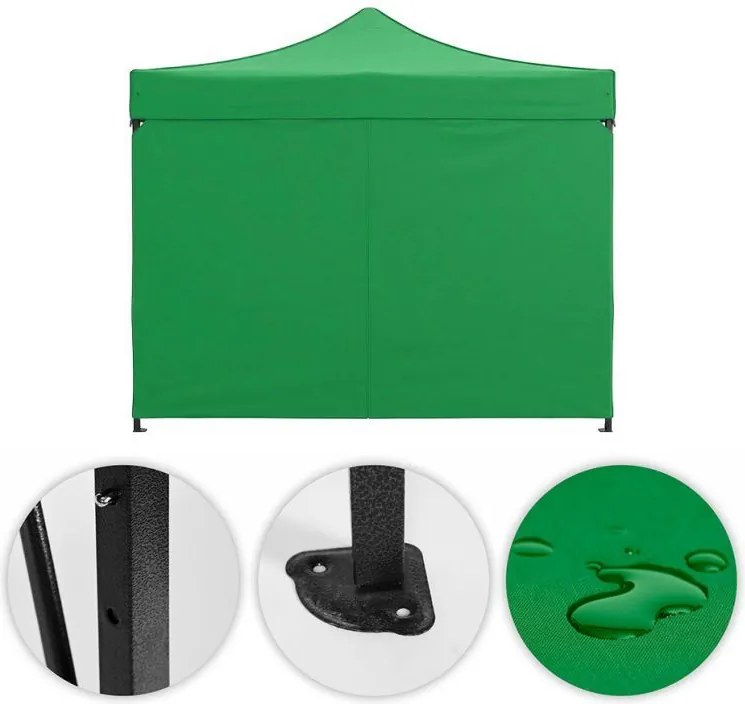 Pawilon ogrodowy eventowy FGA9, 3x3 m, automatyczny ze ściankami - namiot zamykany, zielony