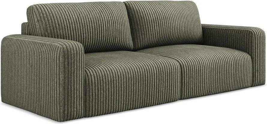Zielona sztruksowa rozkładana sofa ze schowkiem 252 cm Kona – Makamii