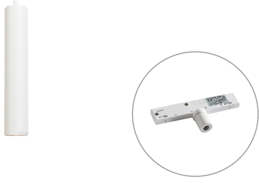 Designerska lampa wisząca biała z adapterem do szyny 1-fazowej - Slimline Tuba Small