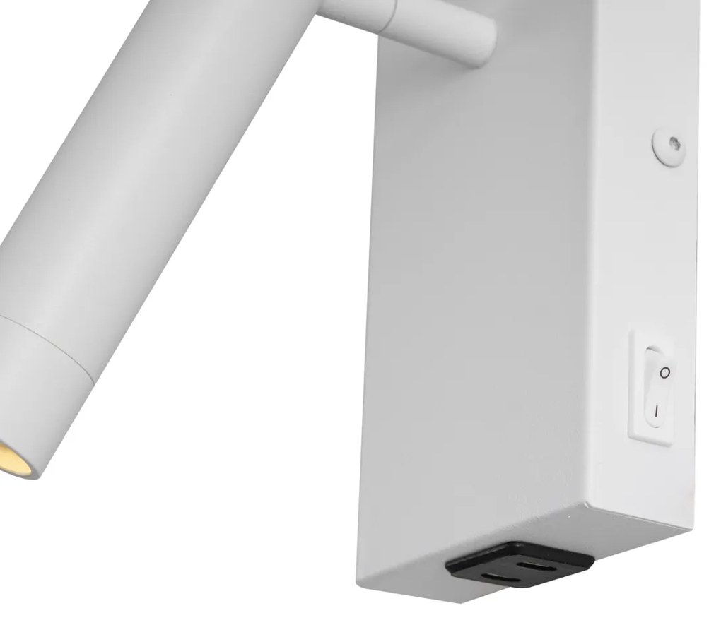 Nowoczesny Kinkiet / Lampa scienna regulowany biały z USB-C - Croft Nowoczesny Oswietlenie wewnetrzne