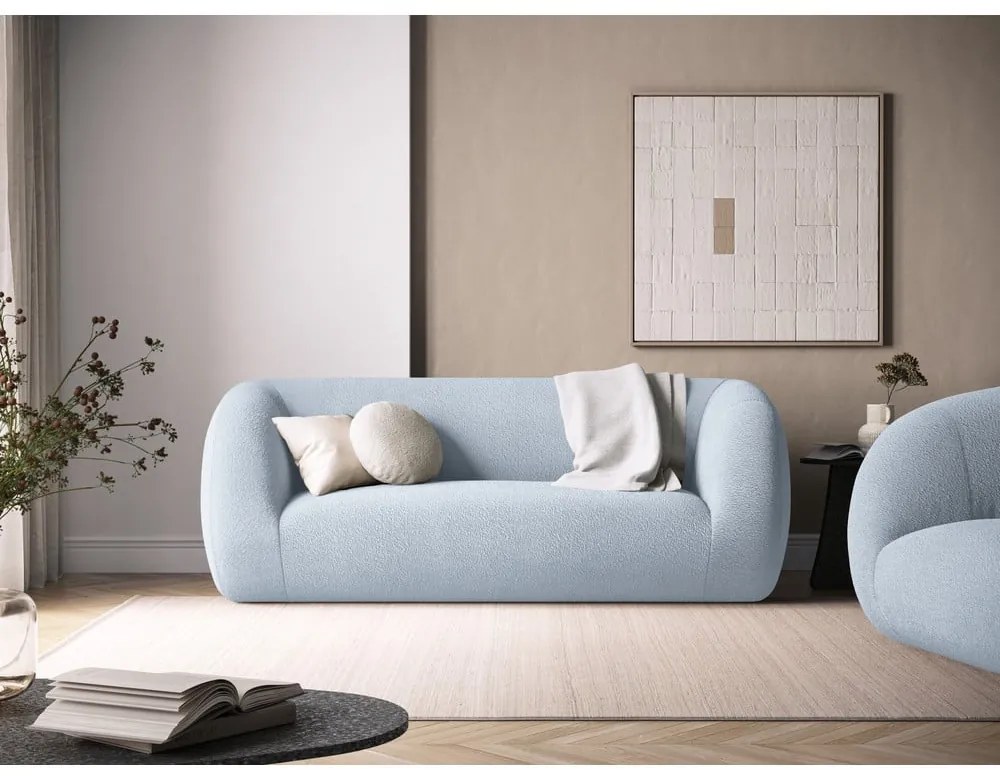 Jasnoniebieska sofa z materiału bouclé 210 cm Essen – Cosmopolitan Design