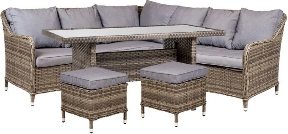 ZESTAW MEBLI RATTANOWYCH DREAMER ZE STOLIKIEM I PUFAMI DLA 7 OSÓB